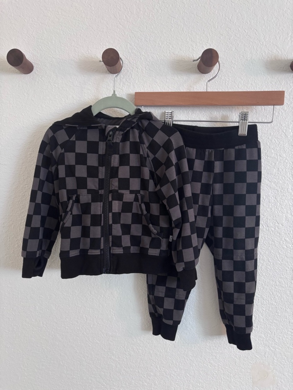 Little Sleepies - Checker Hoodie + Jogger sweatsuit set